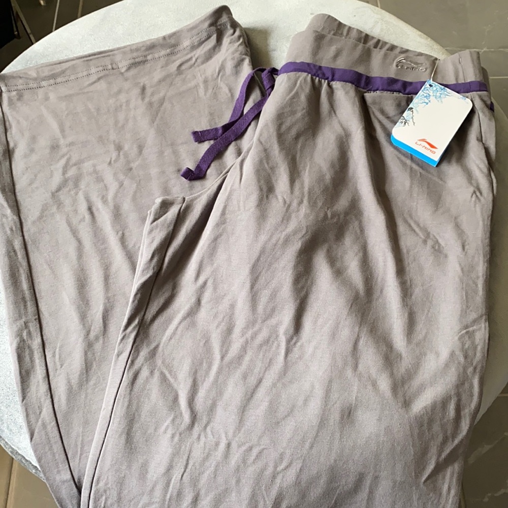 Li-Ning Grey Purple Sport Yoga Pant NWT … L and XL